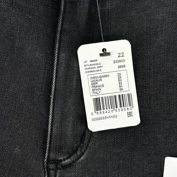 Joseph Ribkoff Women 22 Charcoal Grey Embellished FishNet Cuff Classic Slim Jean - Picture 12 of 15